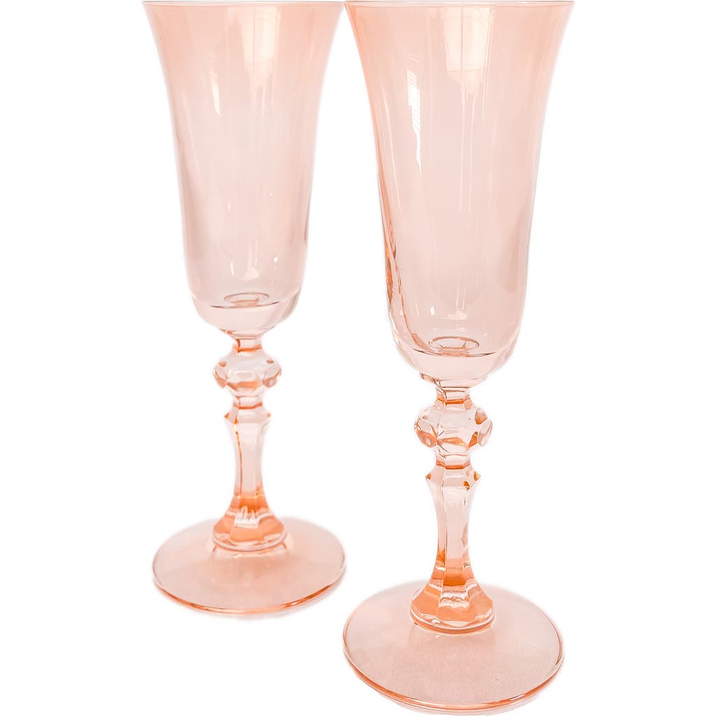 Estelle Colored Glass Set of 2 Regal Flutes in Blush Pink  product