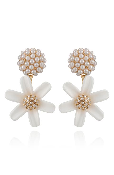 Imitation Pearl Flower Drop Earrings