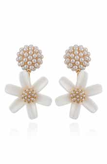 Imitation Pearl Flower Drop Earrings