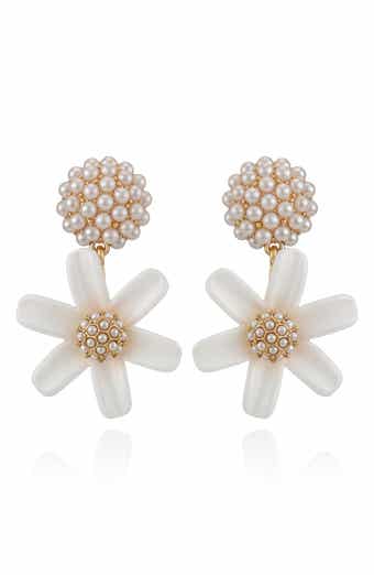 Imitation Pearl Flower Drop Earrings