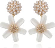 GUESS Imitation Pearl Flower Drop Earrings