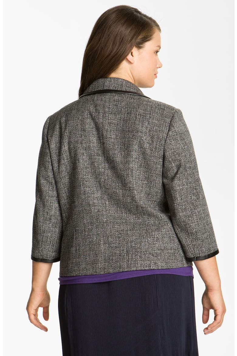 Faux Leather Trim Jacket, Alternate, color, GREY COMBO