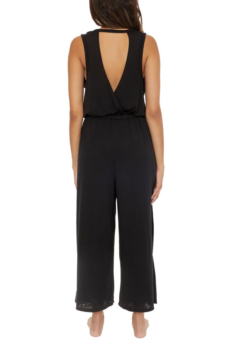 Beach Date Wide Leg Cover-Up Jumpsuit, Alternate, color, BLACK