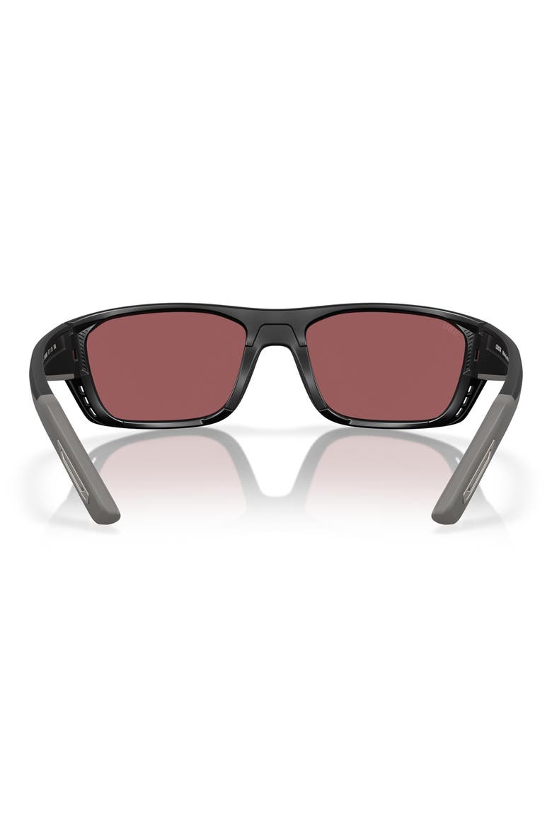 57mm Polarized Rectangular Sunglasses, Alternate, color, MATTE BLACK/ GOLD MIRROR 580G