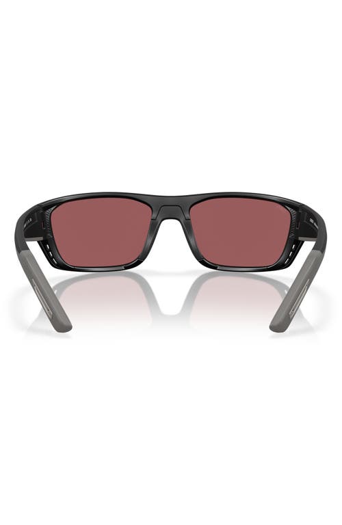 Costa Del Mar 57mm Polarized Rectangular Sunglasses In Matte Black/gold Mirror 580g