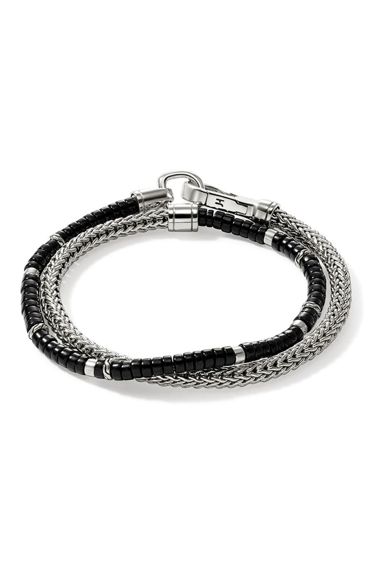 Heishi Chain Wrap Bracelet, Sterling silver, Gemstones, 4.5mm, Main, color, SILVER