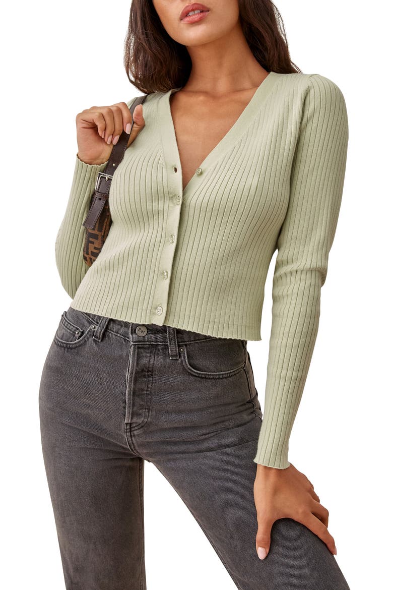 Gilda Rib Cardigan, Main, color, EUCALYPTUS