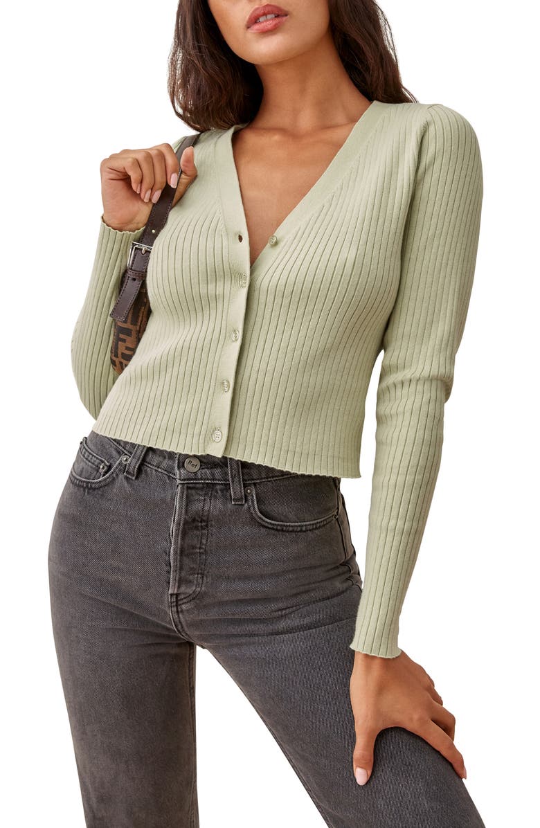 Reformation Gilda Rib Cardigan, Main, color,