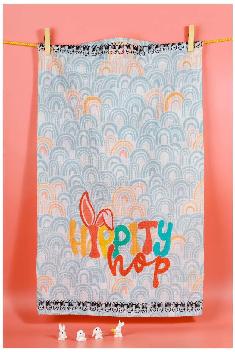 Hip Hop Easter Set of 3 Cotton Kitchen Towels, Alternate, color, GREEN