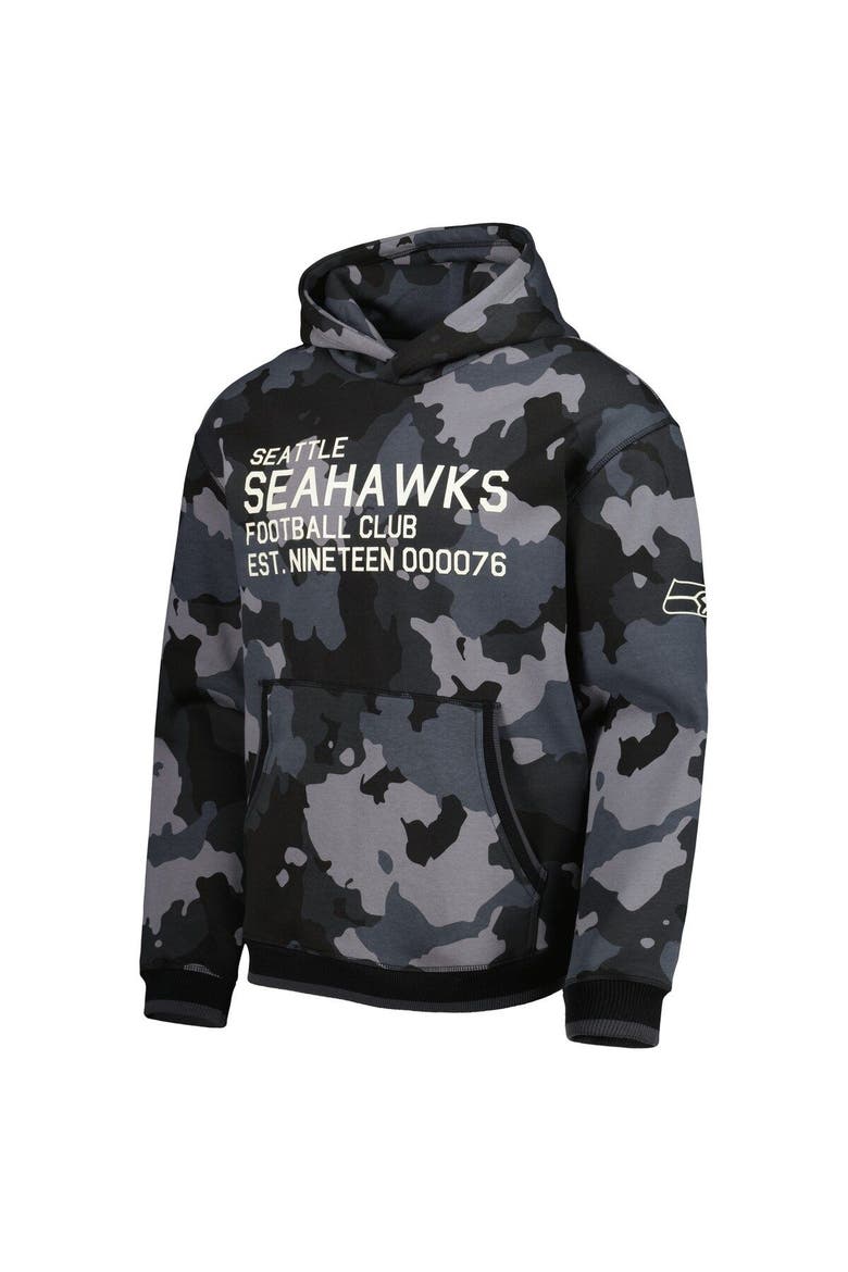 Men's The Wild Collective Black Seattle Seahawks Camo Pullover Hoodie, Alternate, color, Black