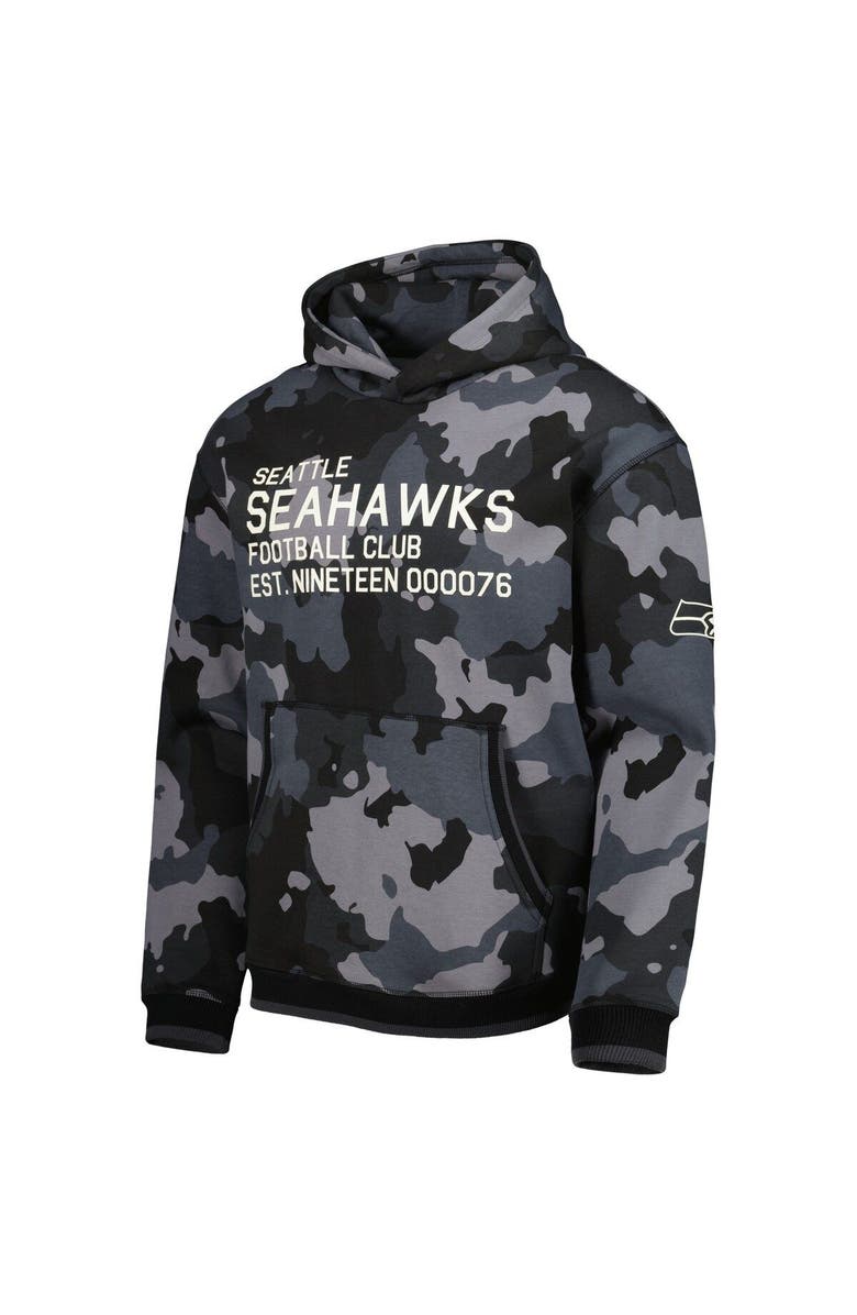 THE WILD COLLECTIVE Men's The Wild Collective Black Seattle Seahawks Camo Pullover Hoodie, Alternate, color, Black