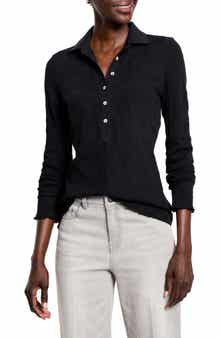 Collared Lace Jacquard Knit Top