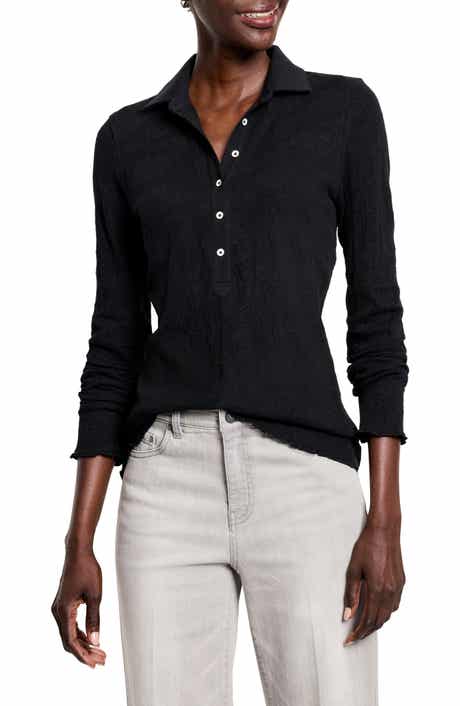 Collared Lace Jacquard Knit Top