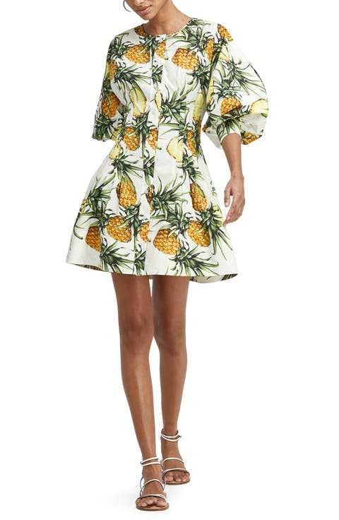 Pineapple A-Line Poplin Dress