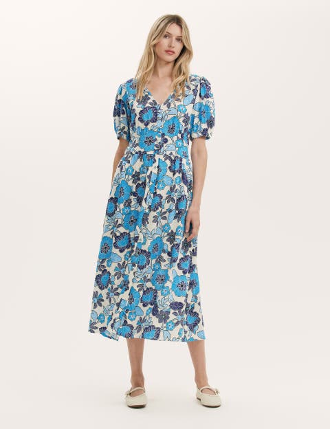 Addison Floral Linen Blend Midi Dress