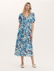 Finery London Addison Floral Linen Blend Midi Dress