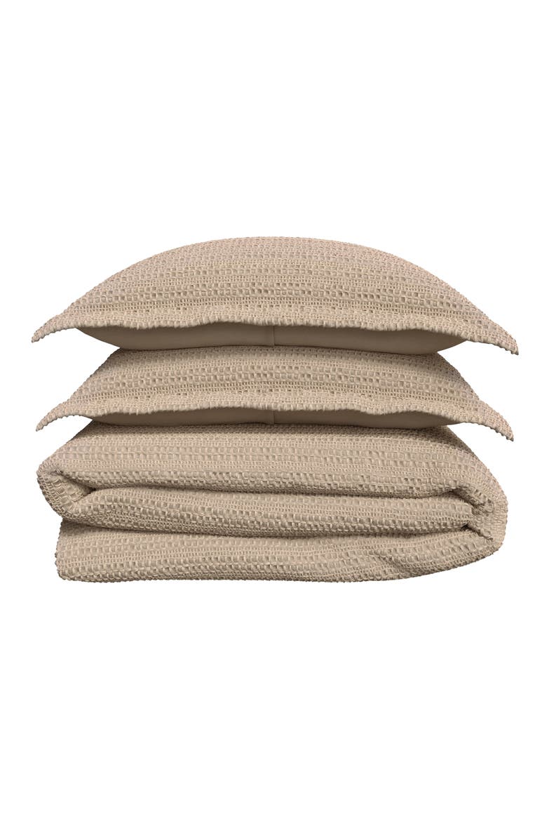 Reversible Honeycomb Waffle Cotton Duvet & Sham Set, Main, color, CAPPUCCINO