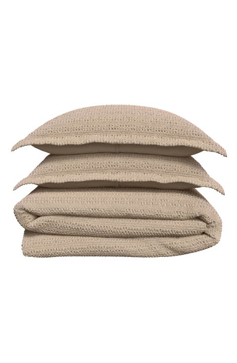 Reversible Honeycomb Waffle Cotton Duvet & Sham Set