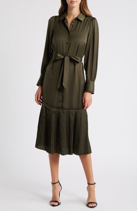 Long Sleeve Satin Shirtdress