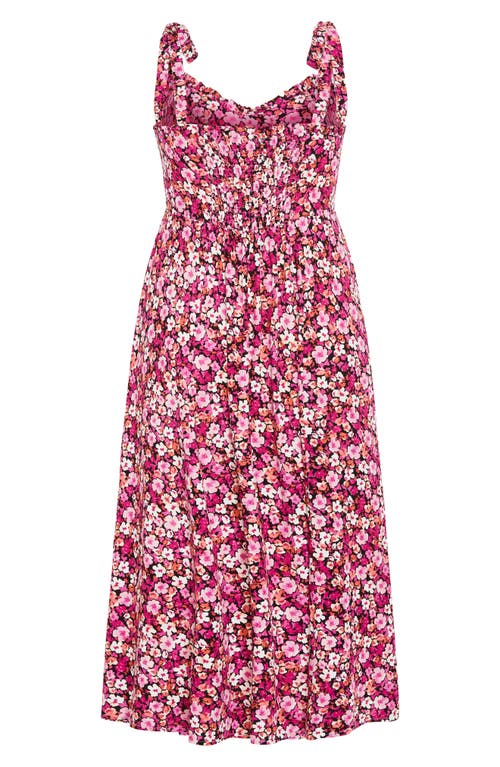 City Chic Tamara Floral Tie Strap Midi Sundress In Pink