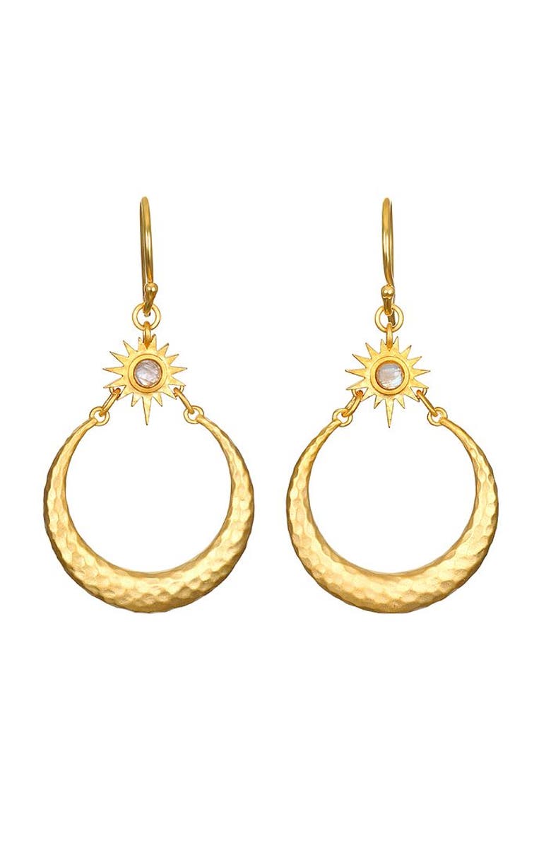 Satya Jewelry Stellar Sisterhood Moonstone Hoop Earrings, Main, color, 