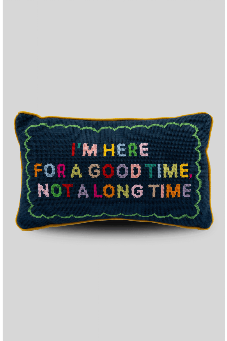 Good Time Needlepoint Pillow, Main, color, Good Time
