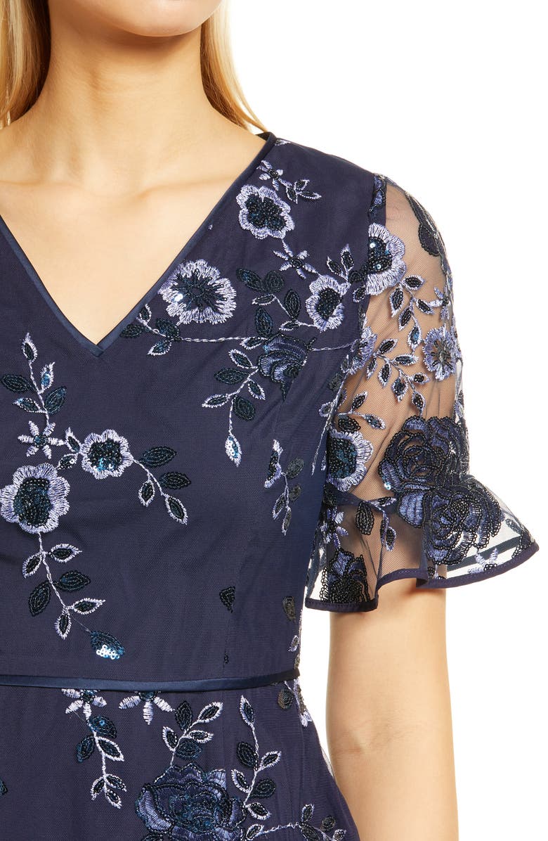 Shani Sequin Embroidered V-Neck Sheath Dress, Alternate, color, 