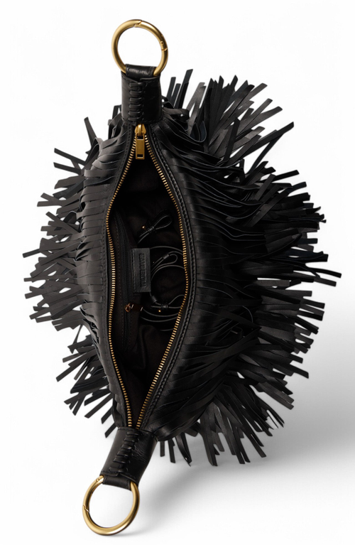 Walter Baker Freya Fringe Mini Hobo Handbag In Black