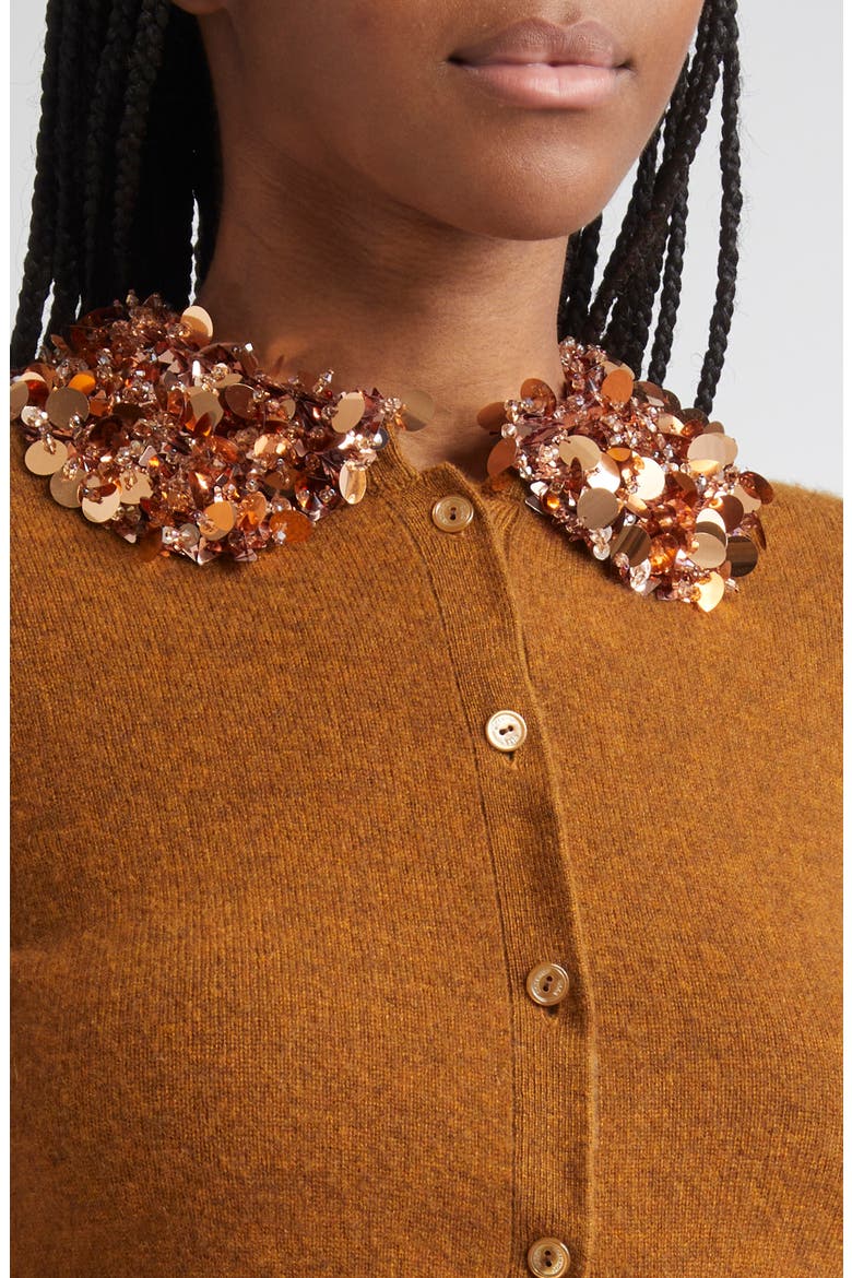 Embellished Cashmere Cardigan, Alternate, color, UMBER