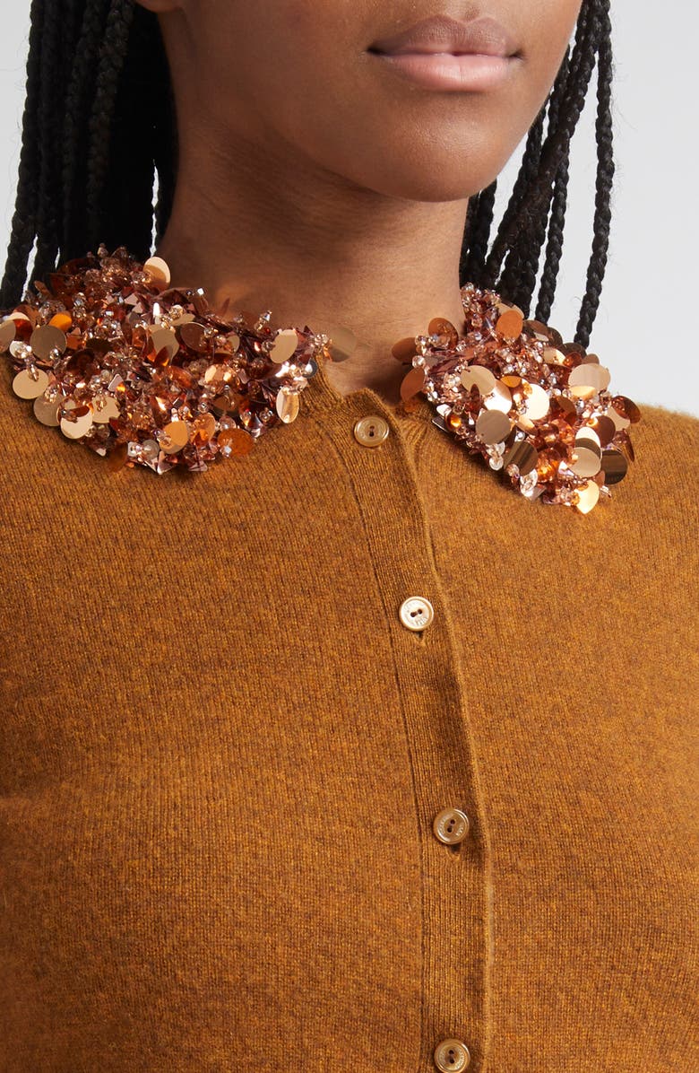 Ulla Johnson Embellished Cashmere Cardigan, Alternate, color, Umber