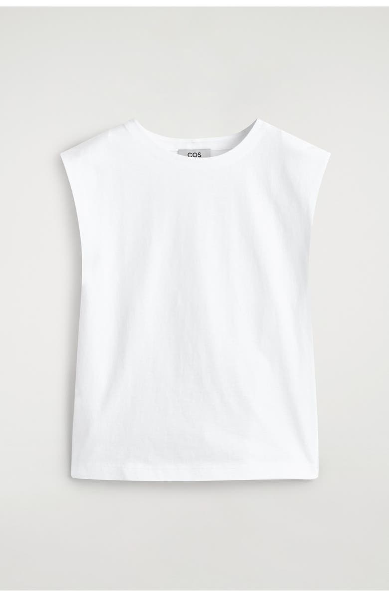 COS Folded-shoulder Cotton-jersey Tank Top, Alternate, color,