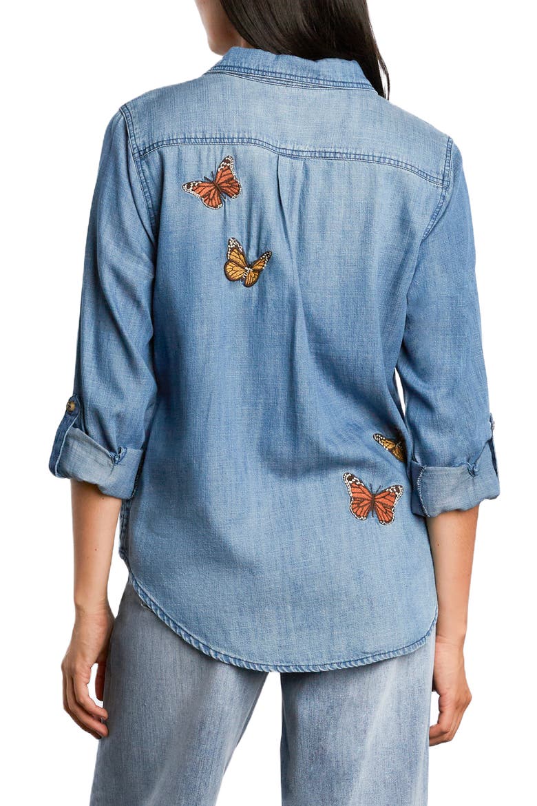 Butterfly Denim Shirt, Alternate, color, WASHED DENIM