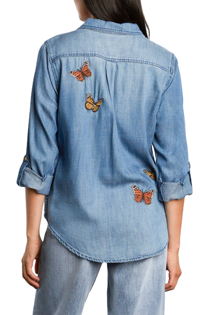 Billy T Butterfly Denim Shirt, Alternate, color, Washed Denim