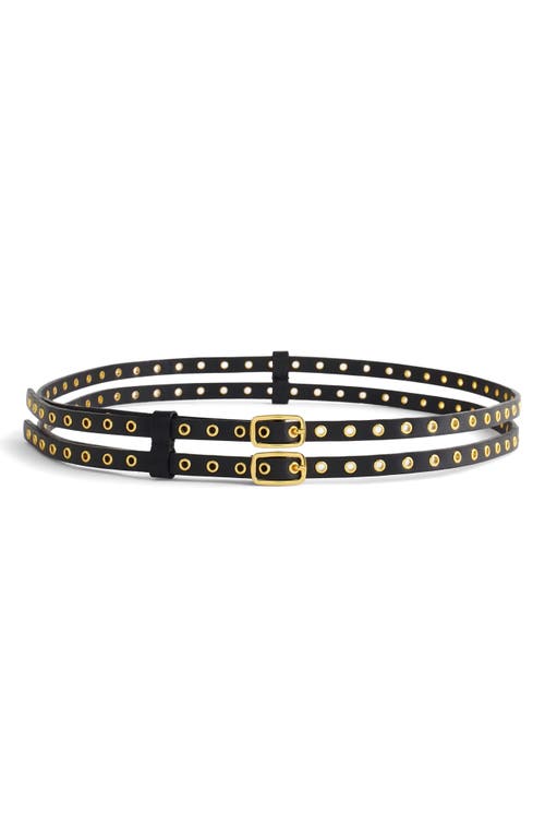 Madewell Grommet-embellished Double Buckle Belt In Black