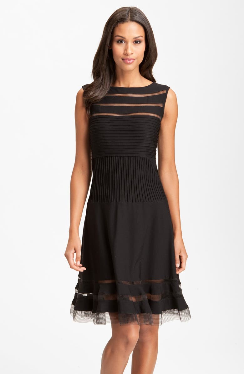 Tadashi Shoji Sleeveless Mesh Stripe Jersey Dress, Main, color,