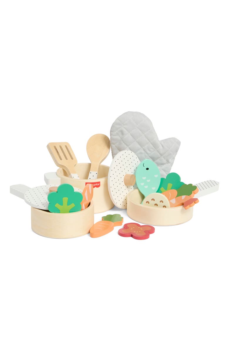 FISHER PRICE Kids' Wooden Pots & Pans Set, Main, color,