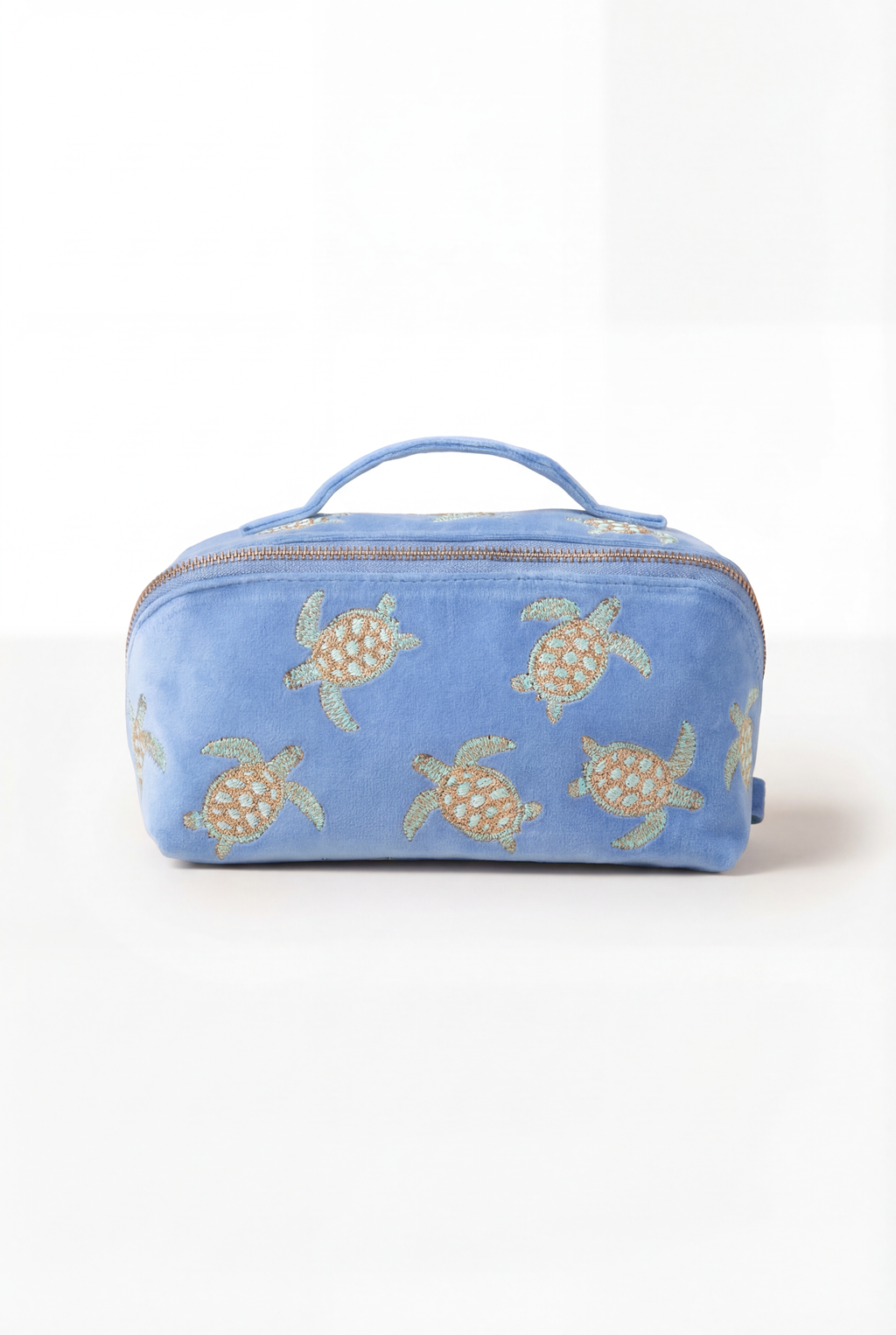 Turtle Conservation Velvet Open Flat Makeup Bag, Main, color, Caribbean Blue