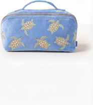 Elizabeth Scarlett Turtle Conservation Velvet Open Flat Makeup Bag