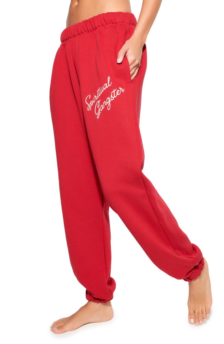 Spiritual Gangster Insignia Portia Cotton Sweatpants, Alternate, color, Red Heart