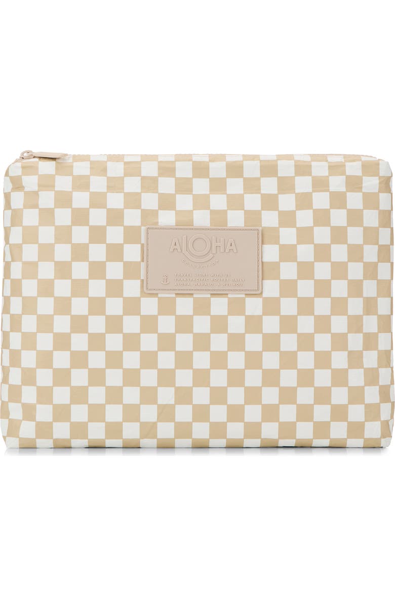 Aloha Collection Mid Petite Check Water Resistant Tyvek<sup>®</sup> Zip Pouch, Main, color, Latte