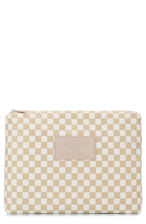 Mid Petite Check Water Resistant Tyvek® Zip Pouch