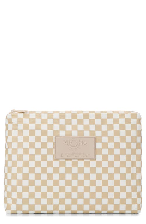 Aloha Collection Mid Petite Check Water Resistant Tyvek® Zip Pouch In Neutral