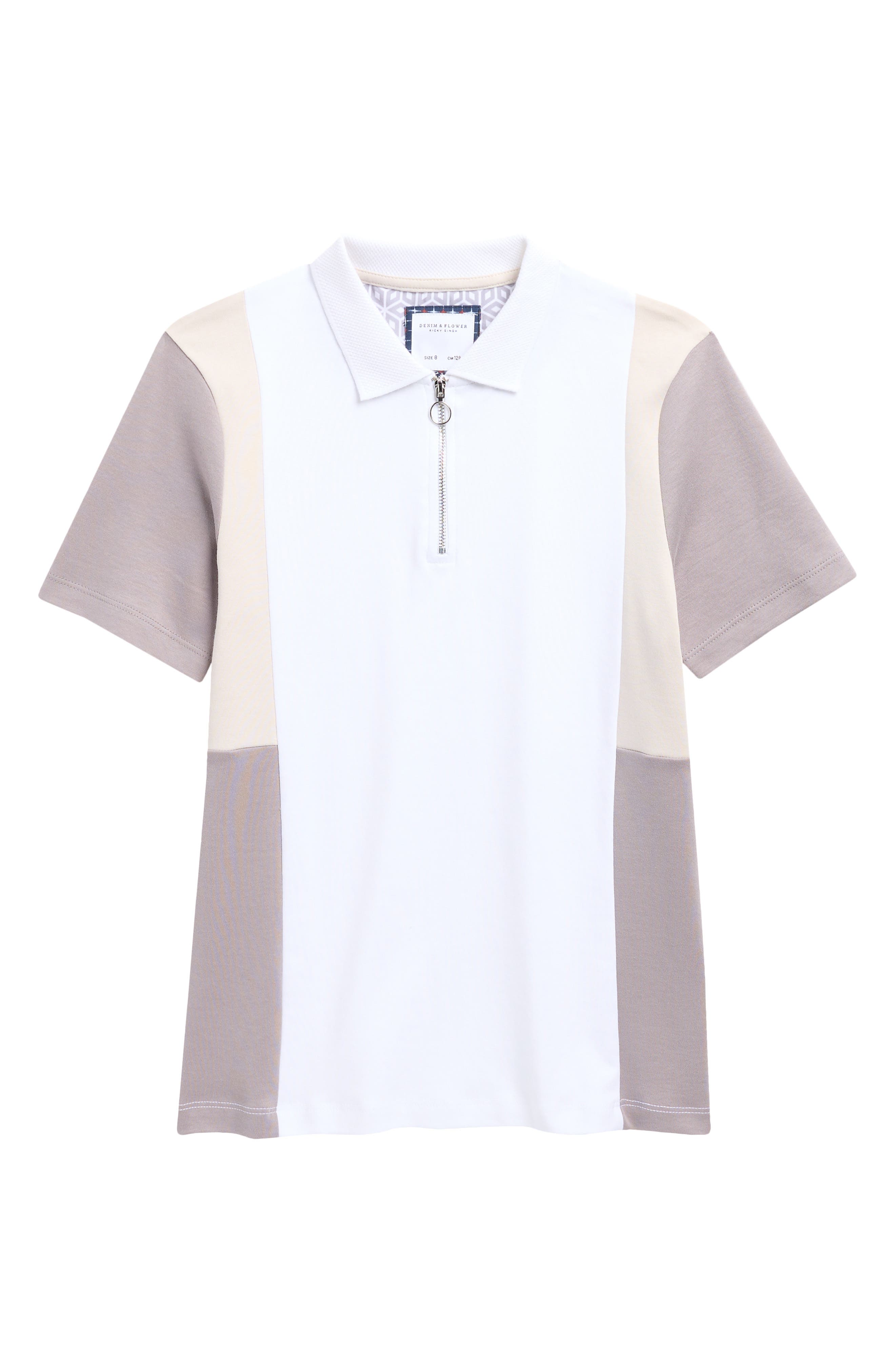 DENIM AND FLOWER Kids' Colorblock Quarter Zip Polo