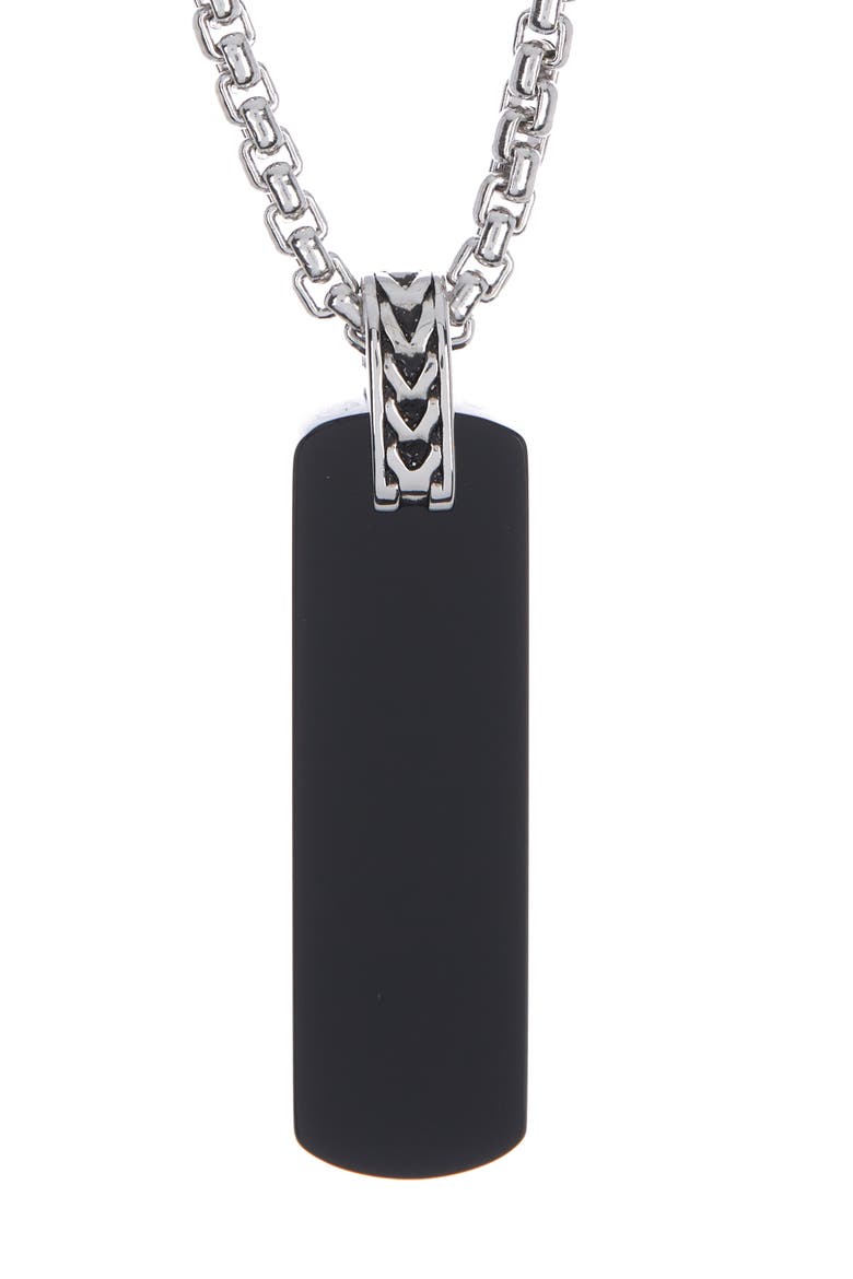 Sterling Silver Onyx Pendant Necklace, Main, color, BLACK