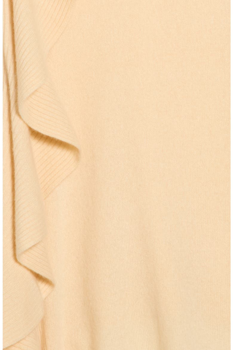 Ribbed Ruffle-Trim Cashmere Scarf, Alternate, color, NATURAL CAMEL