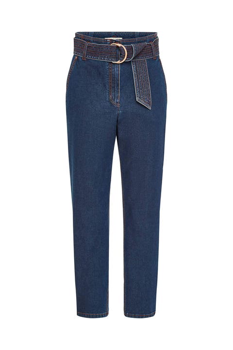 High Waist Belted Jeans