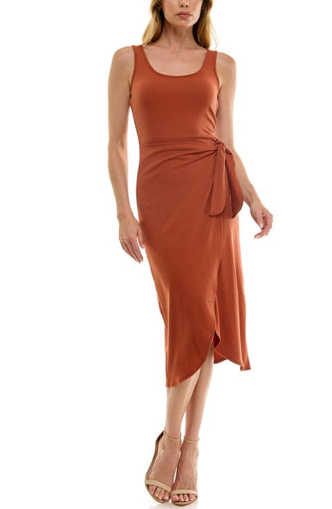 Ribbed Tank Wrap Midi Dress