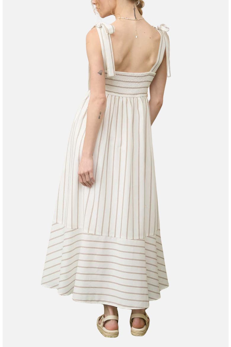 Stripe Empire Waist Sundress, Alternate, color, WHITE/ BROWN