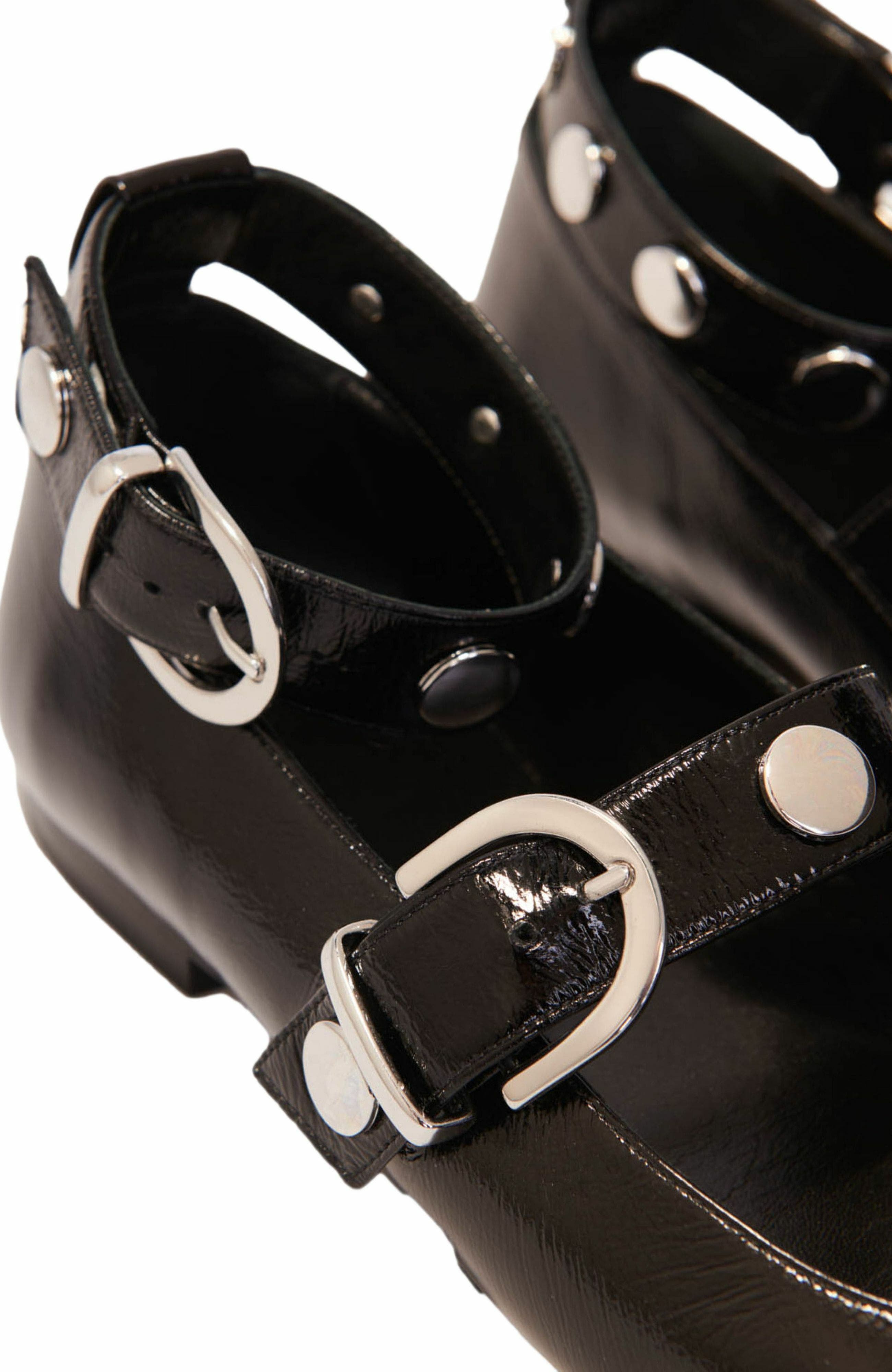 maje Studded leather Mary Jane flats, Alternate, color, 