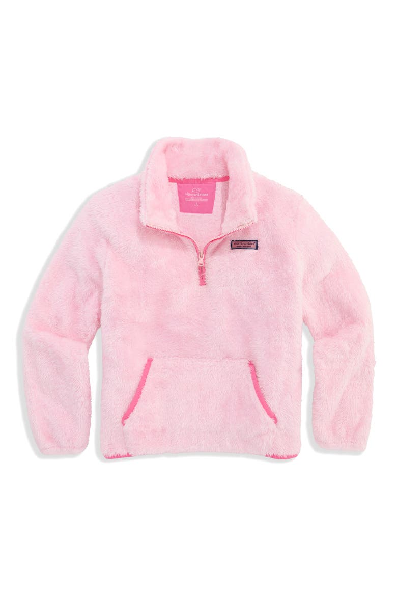 Kids' Teddy Quarter Zip Fleece Pullover, Main, color, PINK DRINK